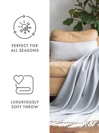 Dusk Blue Herringbone Throw Blanket