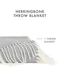 Dusk Blue Herringbone Throw Blanket