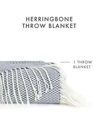 Dusk Blue Herringbone Throw Blanket