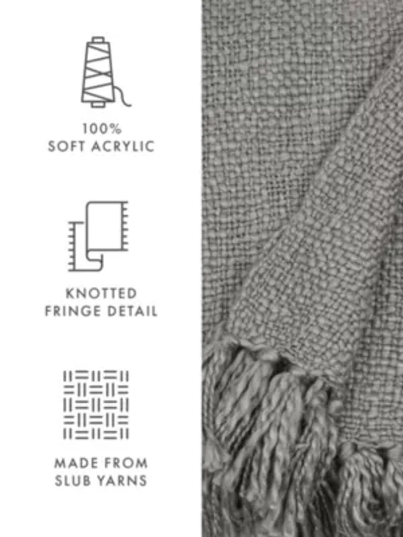 Natural Slub-Yarn Throw Blanket
