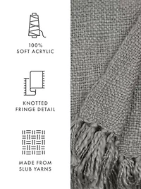 Natural Slub-Yarn Throw Blanket