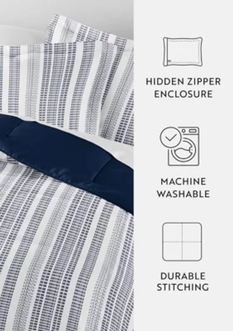 Reversible Farmhouse Dreams Patterned Ultra Soft Microfiber Down-Alternative Comforter Set