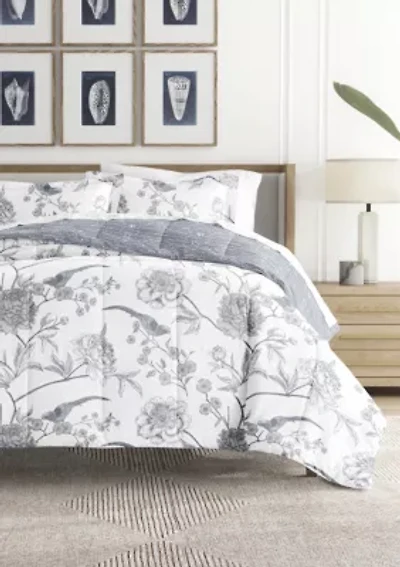 Reversible Molly Botanicals Patterned Ultra Soft Microfiber Down-Alternative Comforter Set