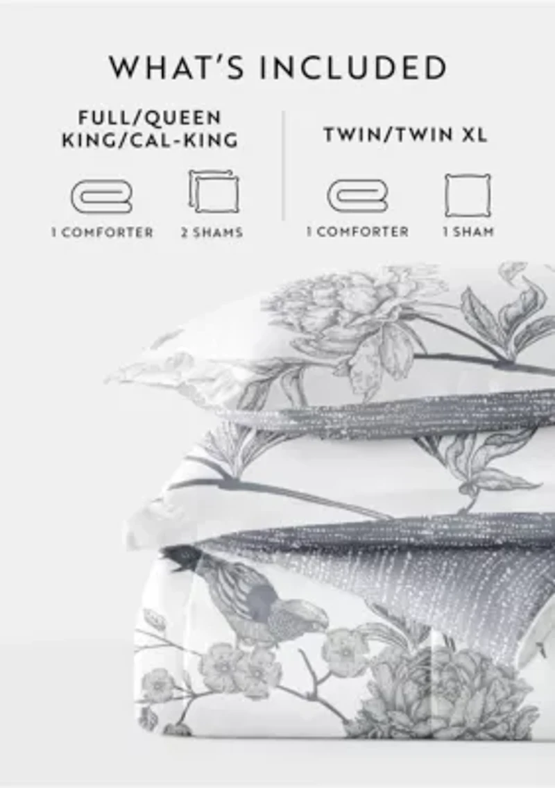 Reversible Molly Botanicals Patterned Ultra Soft Microfiber Down-Alternative Comforter Set