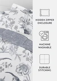 Reversible Molly Botanicals Patterned Ultra Soft Microfiber Down-Alternative Comforter Set