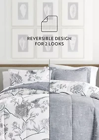 Reversible Molly Botanicals Patterned Ultra Soft Microfiber Down-Alternative Comforter Set