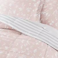 Reversible Pressed Botanicals Patterned Ultra Soft Microfiber Down-Alternative Comforter Set