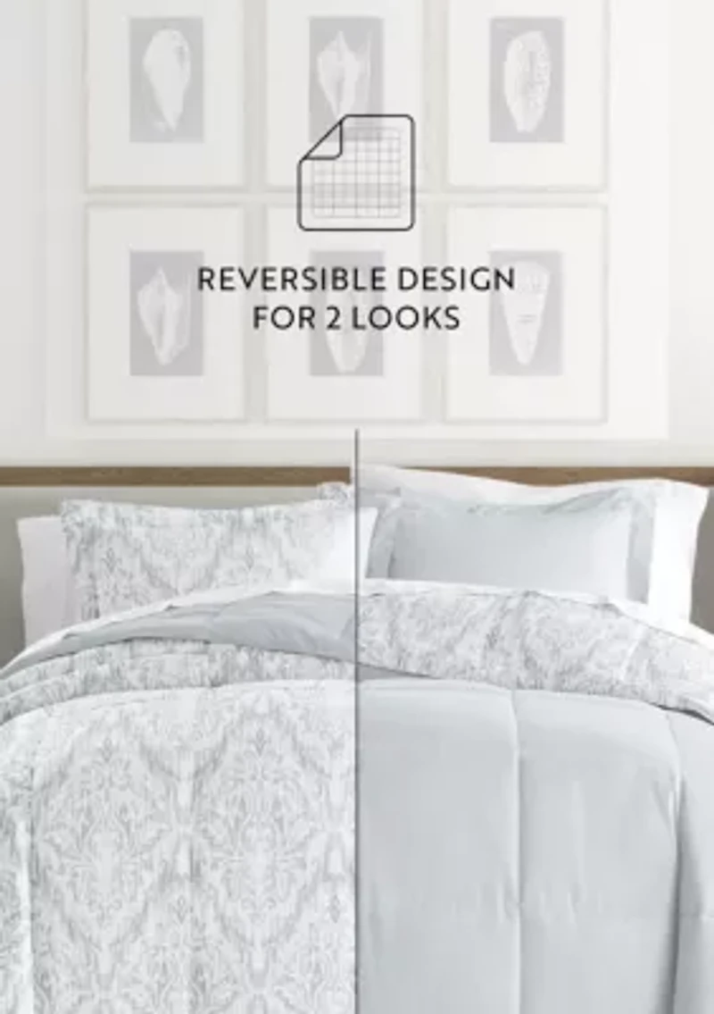 Reversible English Countryside Patterned Ultra Soft Microfiber Down-Alternative Comforter Set