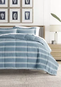Reversible Soft Stripe Patterned Ultra Microfiber Down-Alternative Comforter Set