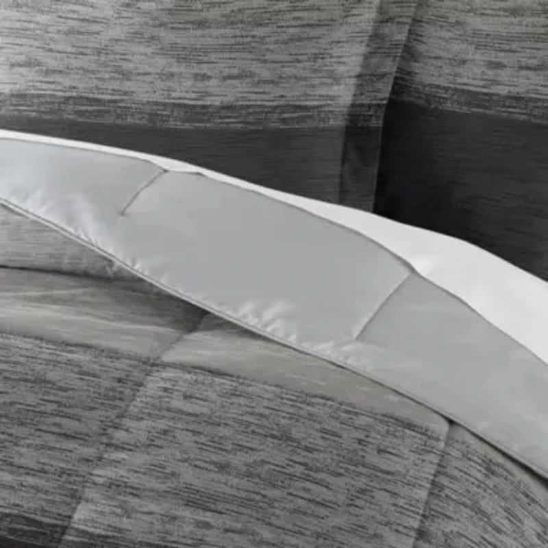 Reversible Ombre Grey Patterned Ultra Soft Microfiber Down-Alternative Comforter Set