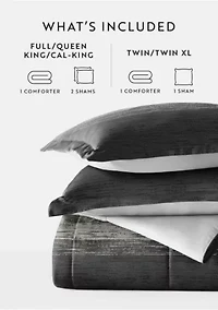 Reversible Ombre Grey Patterned Ultra Soft Microfiber Down-Alternative Comforter Set