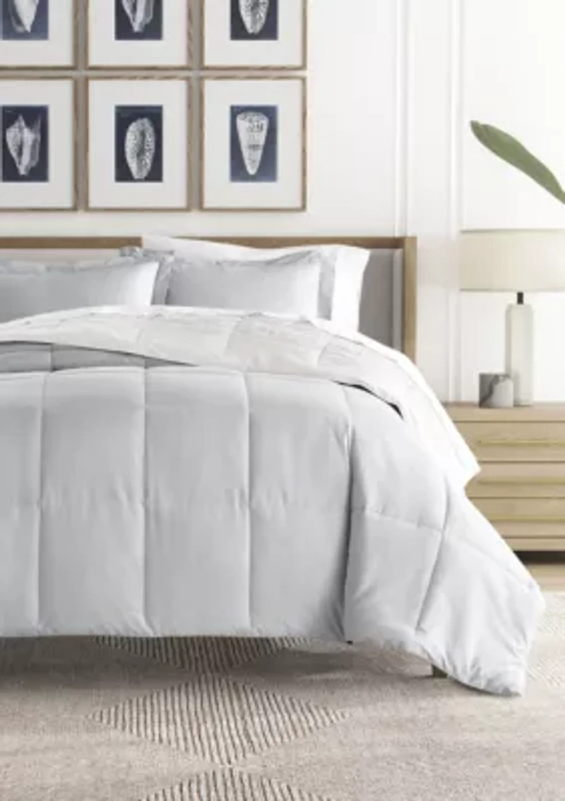 Reversible Ombre Grey Patterned Ultra Soft Microfiber Down-Alternative Comforter Set