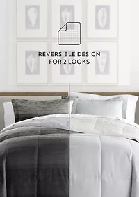 Reversible Ombre Grey Patterned Ultra Soft Microfiber Down-Alternative Comforter Set