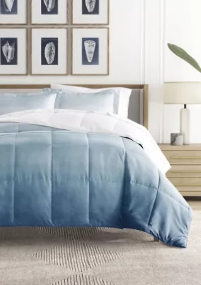 Reversible Ocean Waves Patterned Ultra Soft Microfiber Down-Alternative Comforter Set