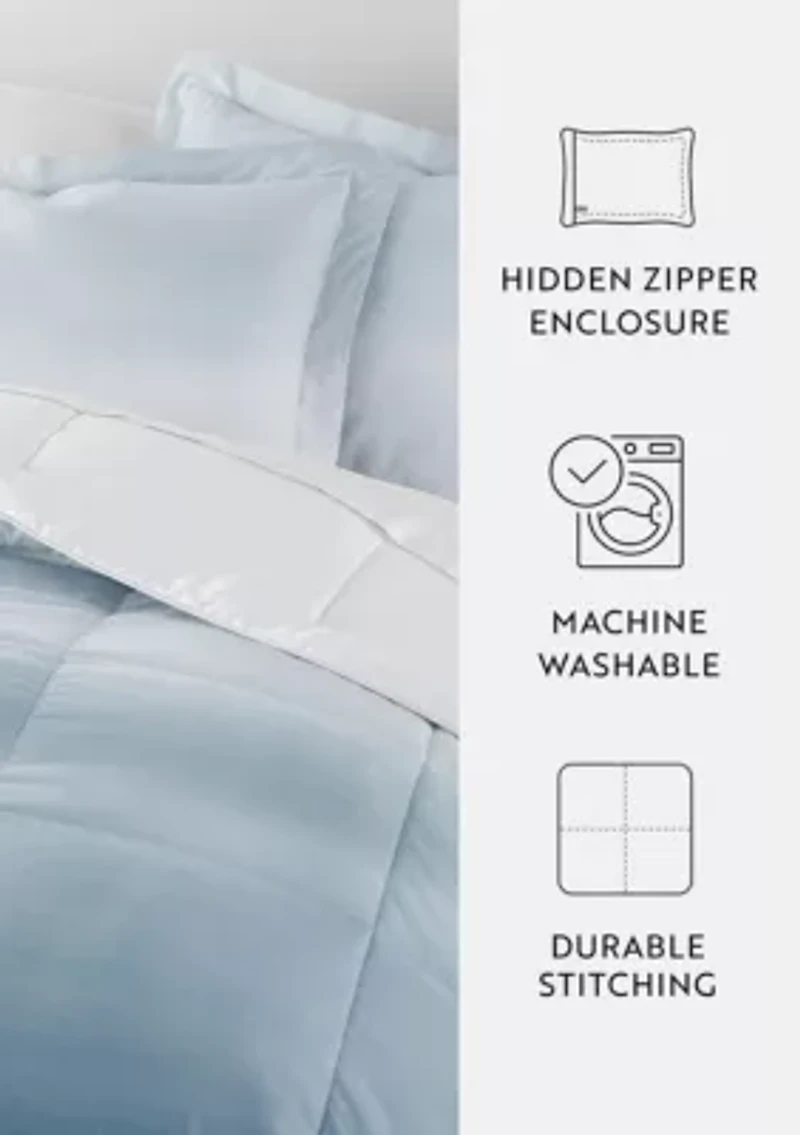 Reversible Ocean Waves Patterned Ultra Soft Microfiber Down-Alternative Comforter Set