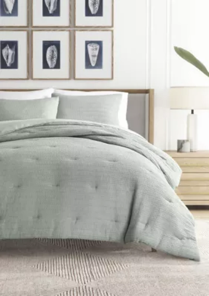 Waffle Textured Ultra Soft Microfiber All Season Down-Alternative Comforter Set