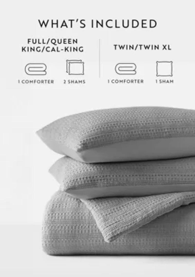 Waffle Textured Ultra Soft Microfiber All Season Down-Alternative Comforter Set