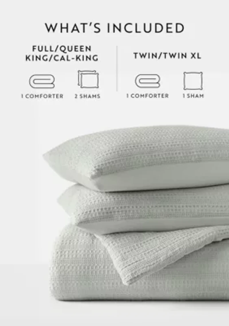 Waffle Textured Ultra Soft Microfiber All Season Down-Alternative Comforter Set
