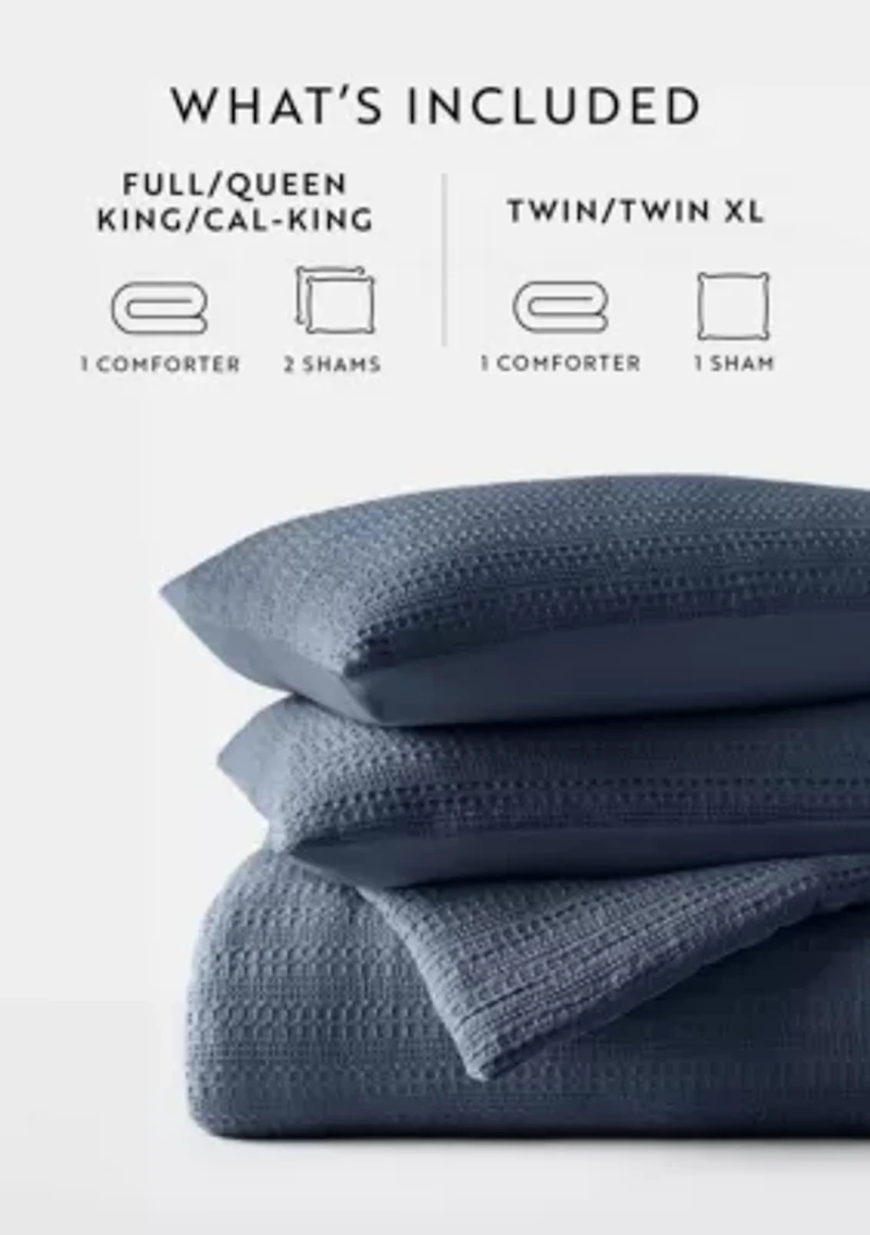 Waffle Textured Ultra Soft Microfiber All Season Down-Alternative Comforter Set