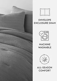 Waffle Textured Ultra Soft Microfiber All Season Down-Alternative Comforter Set
