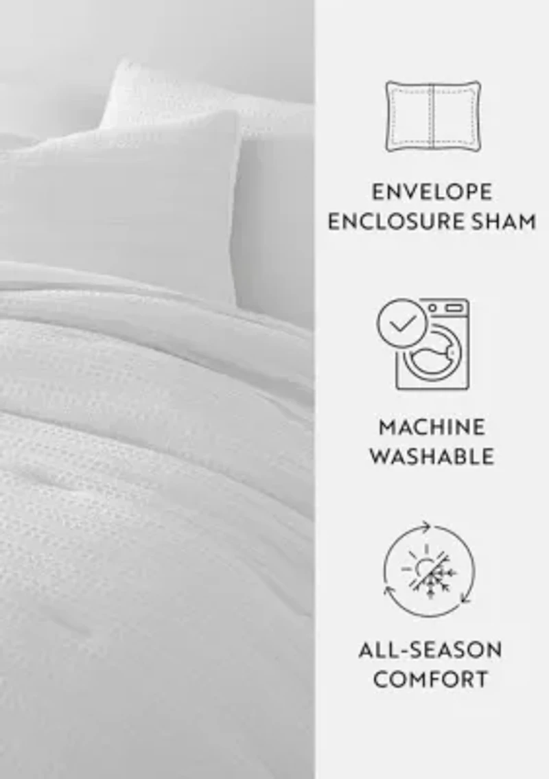 Waffle Textured Ultra Soft Microfiber All Season Down-Alternative Comforter Set