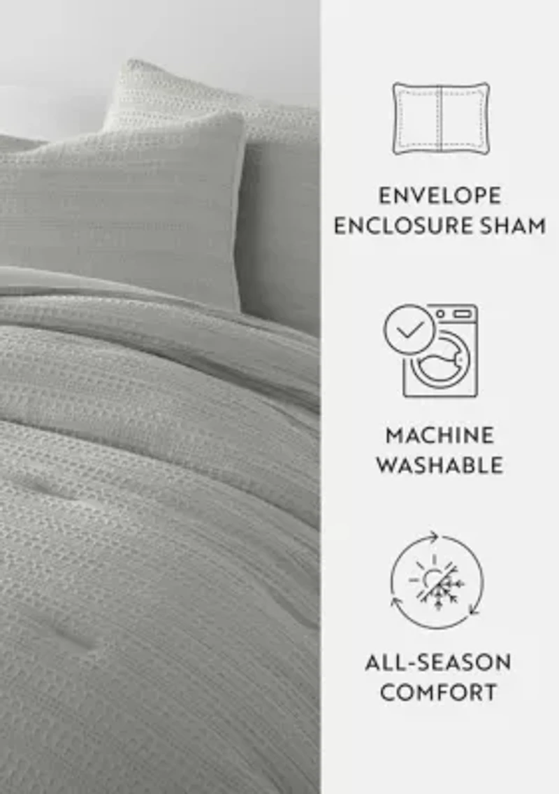 Waffle Textured Ultra Soft Microfiber All Season Down-Alternative Comforter Set