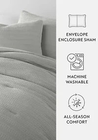 Waffle Textured Ultra Soft Microfiber All Season Down-Alternative Comforter Set