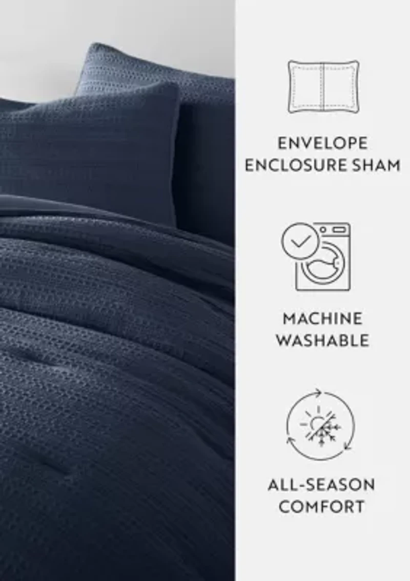 Waffle Textured Ultra Soft Microfiber All Season Down-Alternative Comforter Set