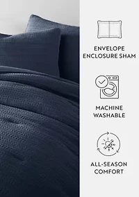 Waffle Textured Ultra Soft Microfiber All Season Down-Alternative Comforter Set