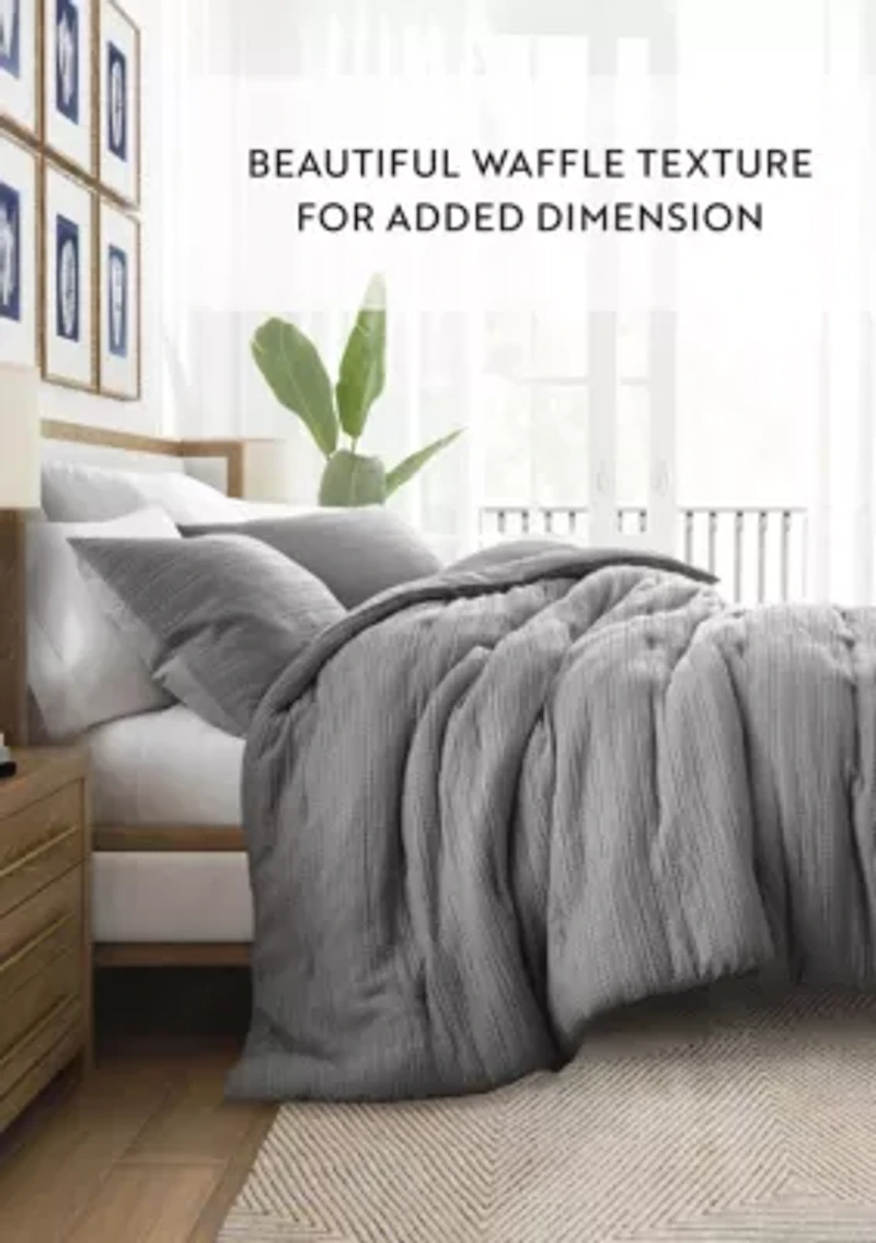 Waffle Textured Ultra Soft Microfiber All Season Down-Alternative Comforter Set