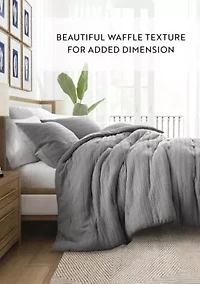 Waffle Textured Ultra Soft Microfiber All Season Down-Alternative Comforter Set