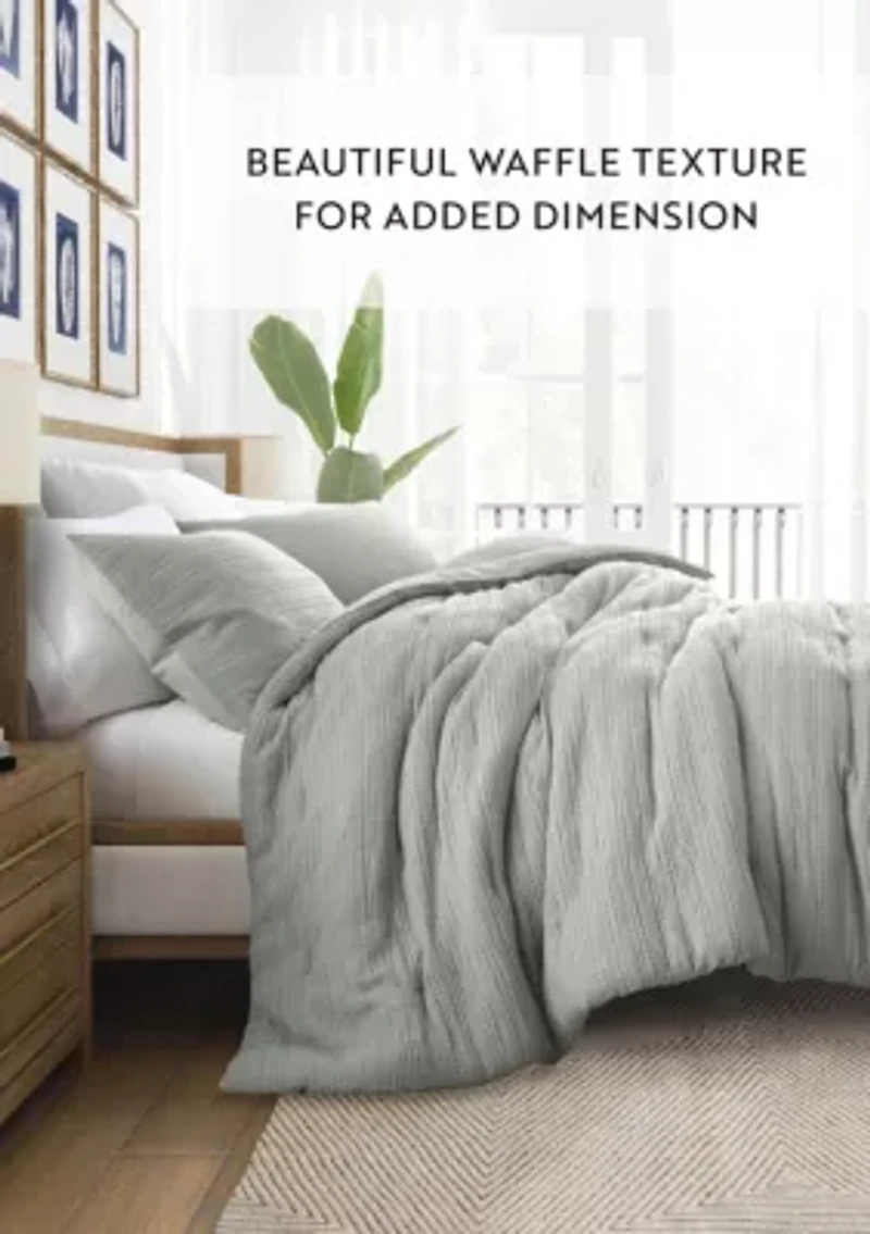 Waffle Textured Ultra Soft Microfiber All Season Down-Alternative Comforter Set