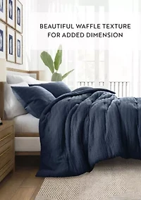 Waffle Textured Ultra Soft Microfiber All Season Down-Alternative Comforter Set