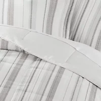 Reversible Vertical Stripe Patterned Ultra Soft Microfiber Down-Alternative Comforter Set