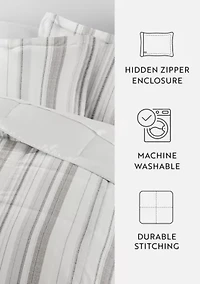 Reversible Vertical Stripe Patterned Ultra Soft Microfiber Down-Alternative Comforter Set