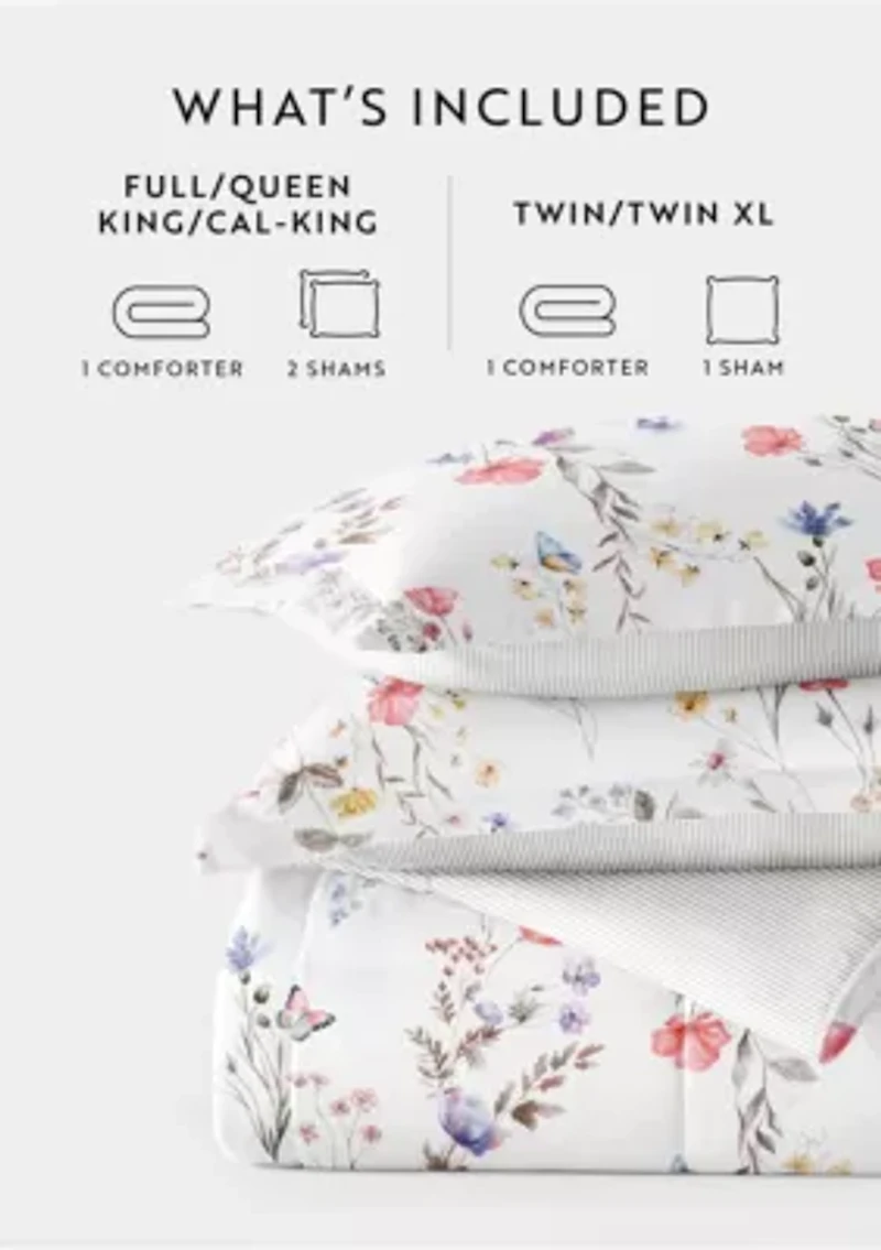 Reversible Patterned Ultra Soft Microfiber All Season Down-Alternative Comforter Set