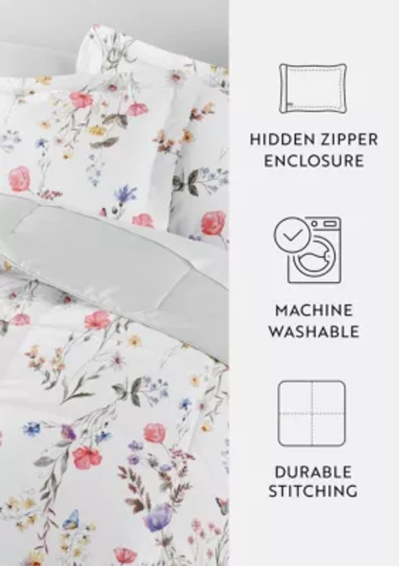 Reversible Patterned Ultra Soft Microfiber All Season Down-Alternative Comforter Set