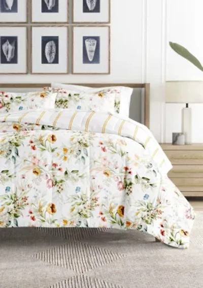 Reversible Patterned Ultra Soft Microfiber All Season Down-Alternative Comforter Set