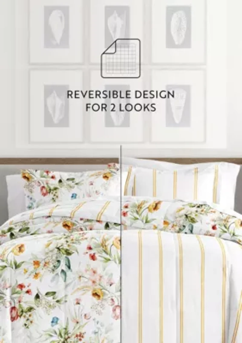 Reversible Patterned Ultra Soft Microfiber All Season Down-Alternative Comforter Set