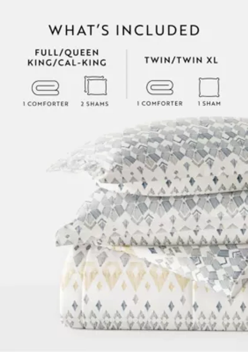 Patterned Mayan Stamp Microfiber All Season Down-Alternative Comforter Set