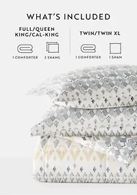 Patterned Mayan Stamp Microfiber All Season Down-Alternative Comforter Set