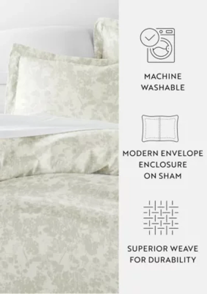 Ultra Soft Microfiber Patterned Duvet Cover Set Weathered Floral