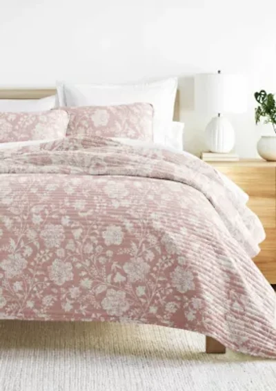 Quilt Coverlet Set All Season Patterned Reversible Microfiber Ultra Soft Bedding