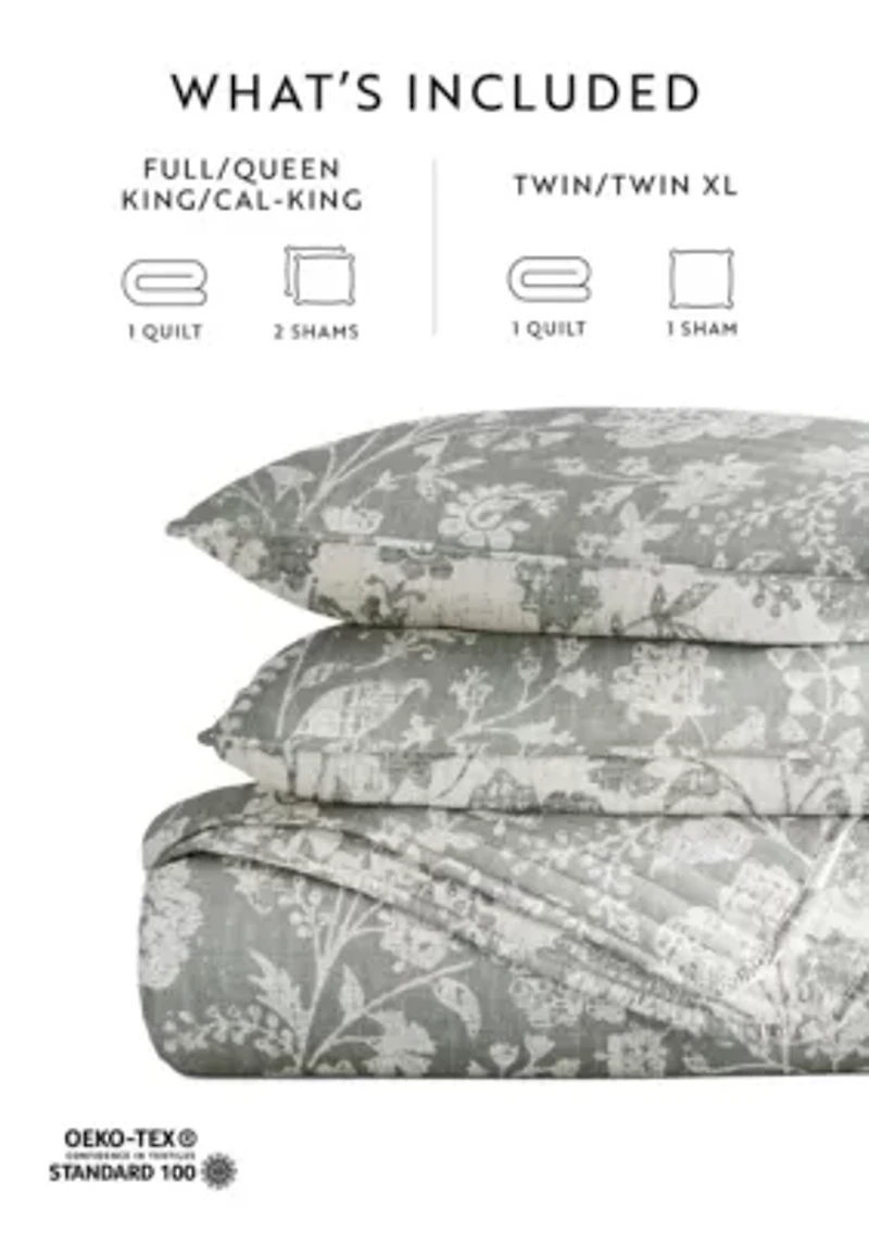 Quilt Coverlet Set All Season Patterned Reversible Microfiber Ultra Soft Bedding