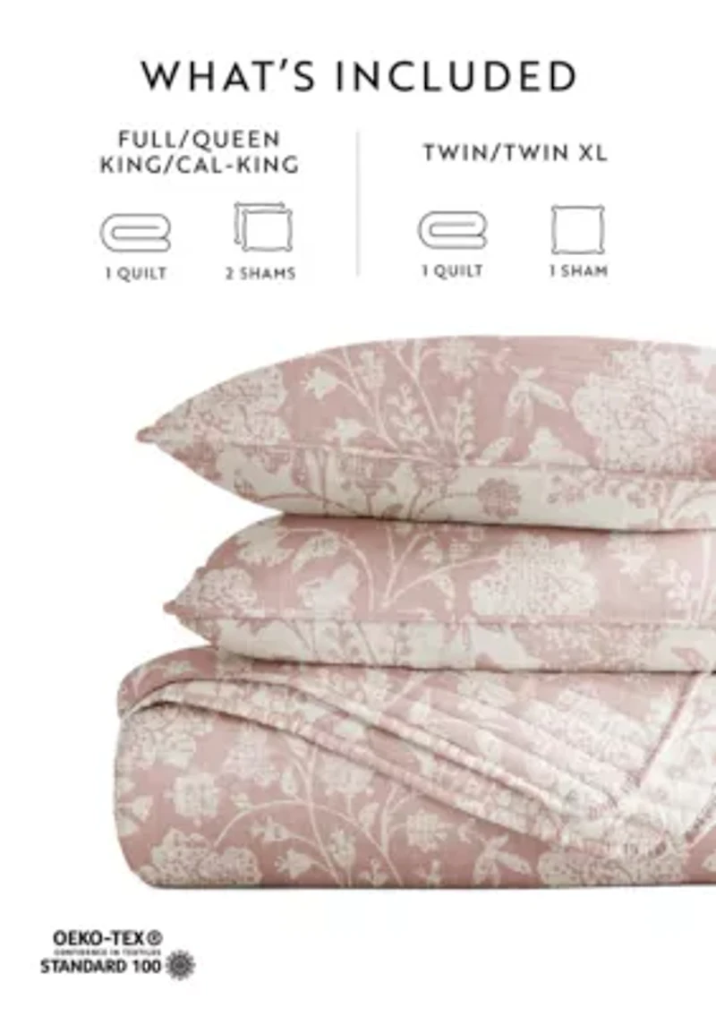 Quilt Coverlet Set All Season Patterned Reversible Microfiber Ultra Soft Bedding