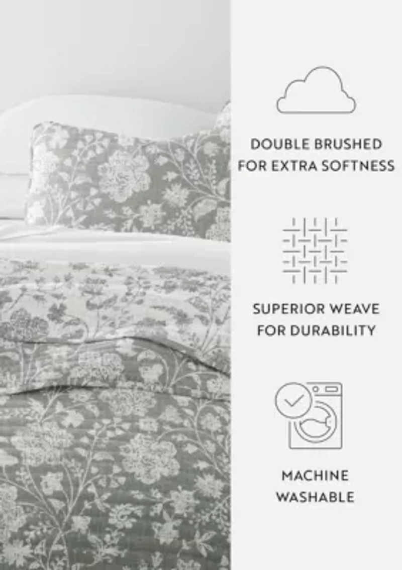 Quilt Coverlet Set All Season Patterned Reversible Microfiber Ultra Soft Bedding