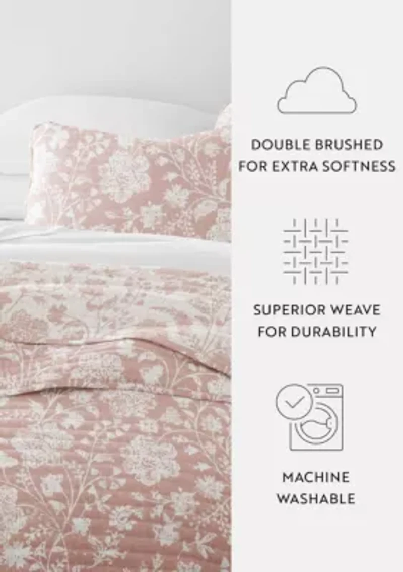 Quilt Coverlet Set All Season Patterned Reversible Microfiber Ultra Soft Bedding