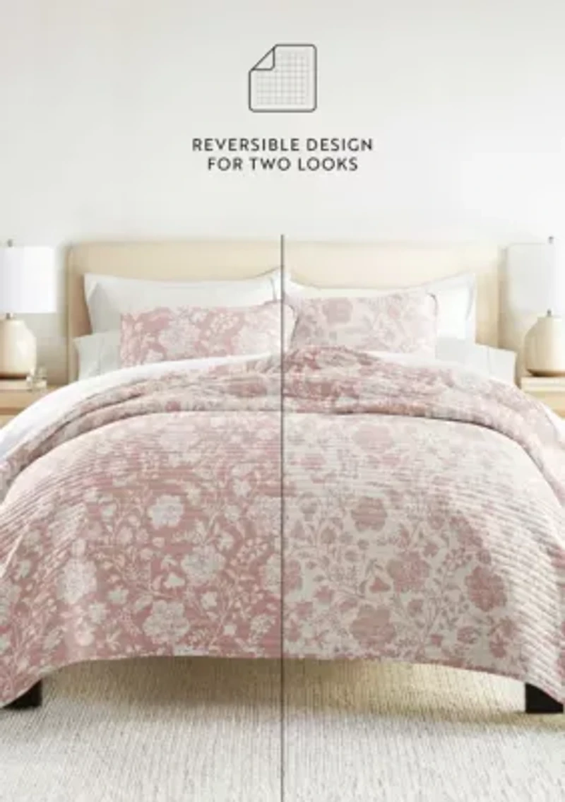 Quilt Coverlet Set All Season Patterned Reversible Microfiber Ultra Soft Bedding