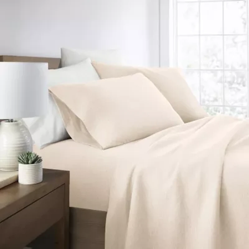 Jersey Knit Sheets - 100% Cotton Ultra Soft 4 Piece Sheet Set Four Way Stretch