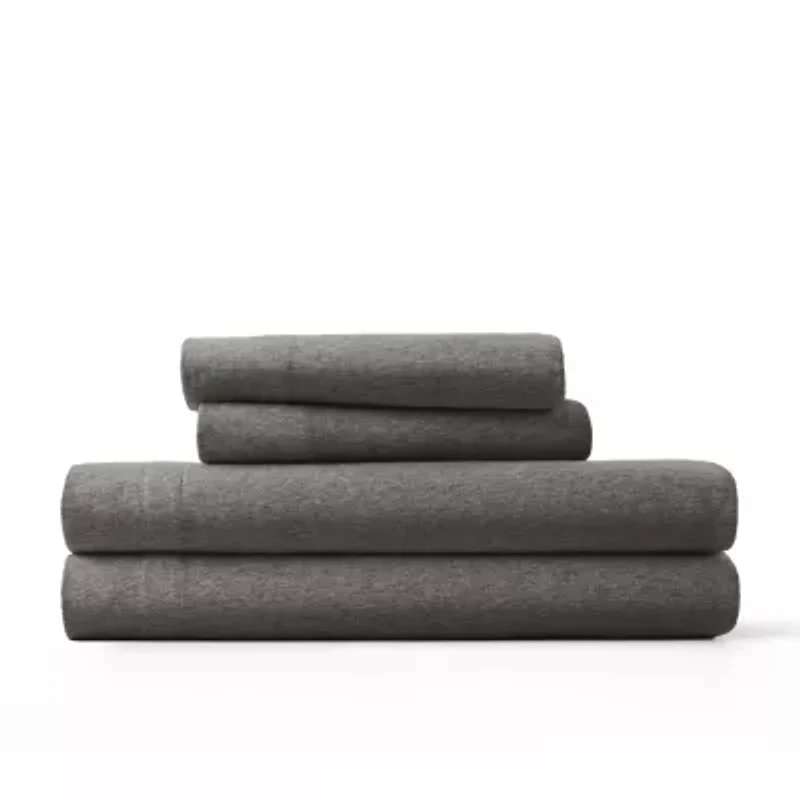 Jersey Knit Sheets - 100% Cotton Ultra Soft 4 Piece Sheet Set Four Way Stretch